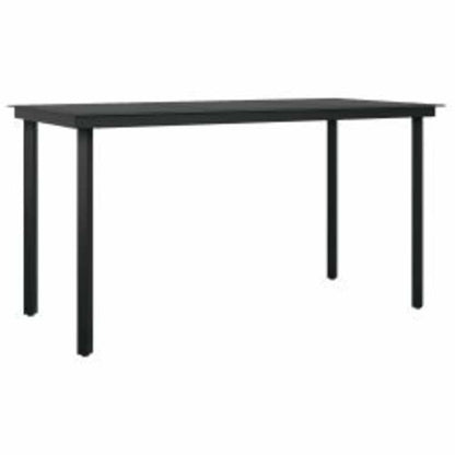 vidaXL 5 Piece Garden Dining Set Black Poly Rattan Glass