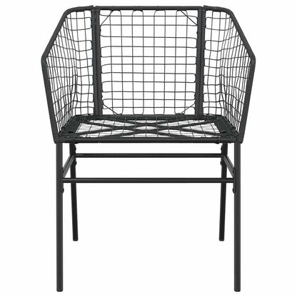 vidaXL 5 Piece Garden Dining Set Black Poly Rattan Glass