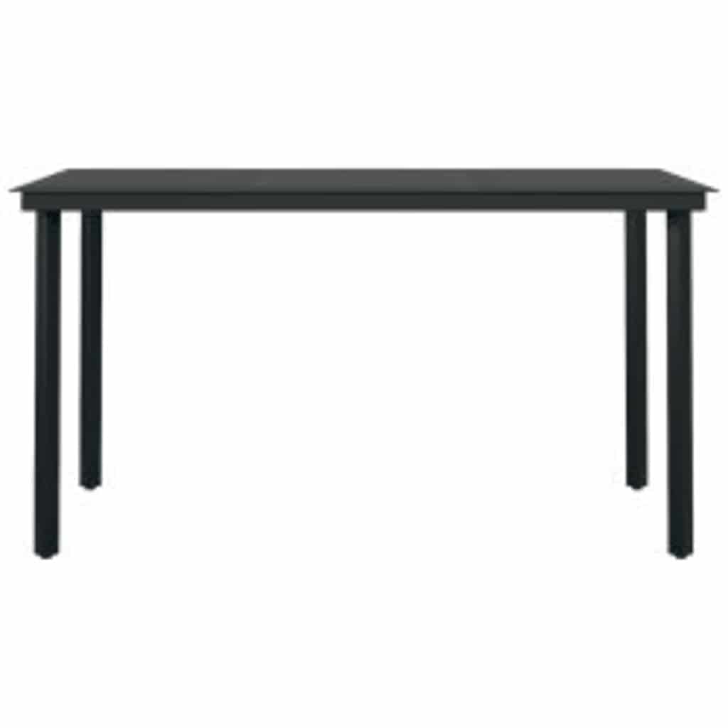 vidaXL 5 Piece Garden Dining Set Black Poly Rattan Glass