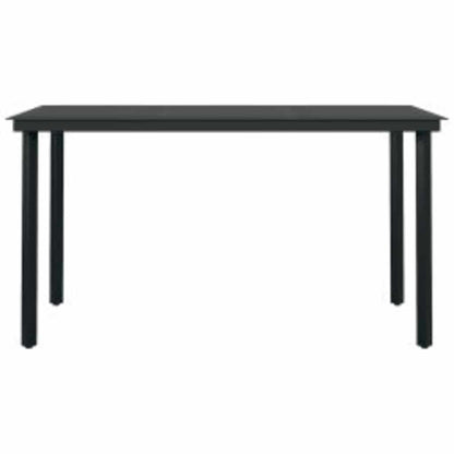 vidaXL 5 Piece Garden Dining Set Black Poly Rattan Glass