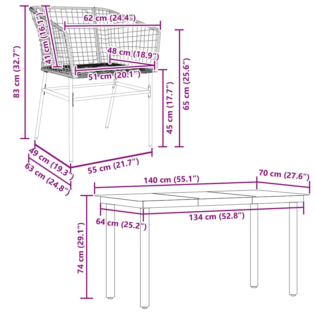 vidaXL 5 Piece Garden Dining Set Black Poly Rattan Glass