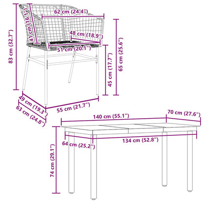 vidaXL 5 Piece Garden Dining Set Black Poly Rattan Glass