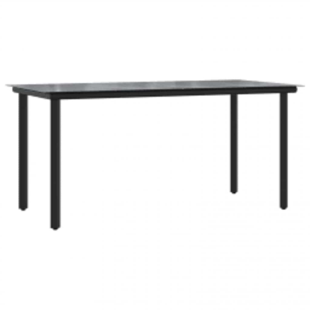 vidaXL 5 Piece Garden Dining Set Black Poly Rattan Glass
