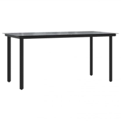 vidaXL 5 Piece Garden Dining Set Black Poly Rattan Glass