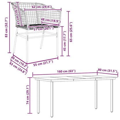 vidaXL 5 Piece Garden Dining Set Black Poly Rattan Glass