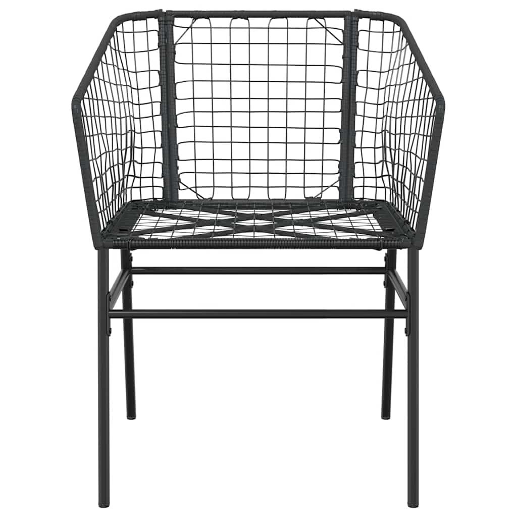 vidaXL 7 Piece Garden Dining Set Black Poly Rattan Glass