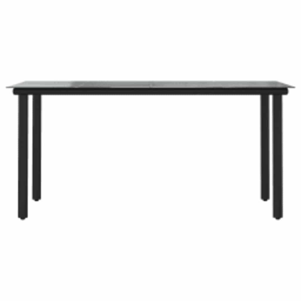 vidaXL 7 Piece Garden Dining Set Black Poly Rattan Glass