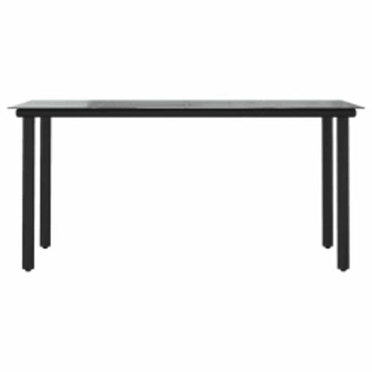 vidaXL 7 Piece Garden Dining Set Black Poly Rattan Glass