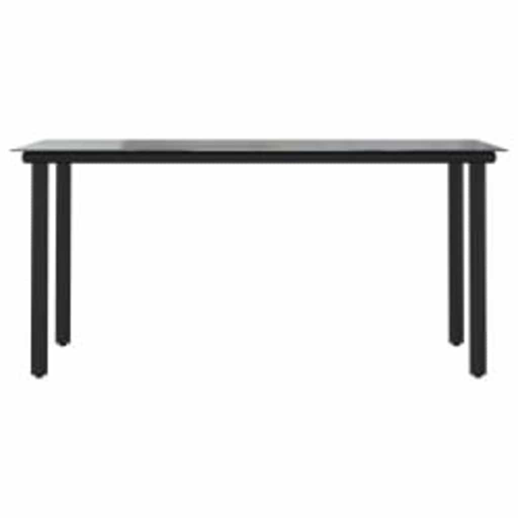 vidaXL 7 Piece Garden Dining Set Black Poly Rattan Glass