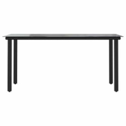 vidaXL 7 Piece Garden Dining Set Black Poly Rattan Glass