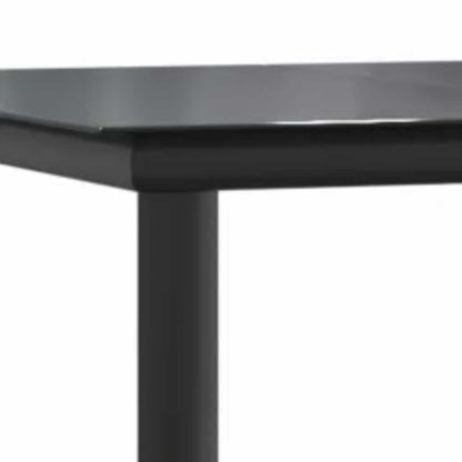vidaXL 7 Piece Garden Dining Set Black Poly Rattan Glass