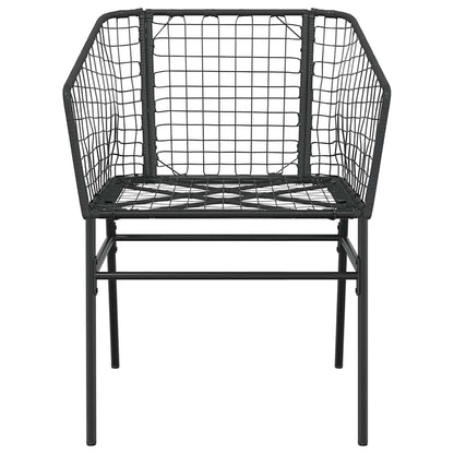 vidaXL 7 Piece Garden Dining Set Black Poly Rattan Glass