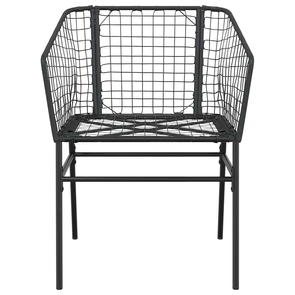 vidaXL 7 Piece Garden Dining Set Black Poly Rattan Glass