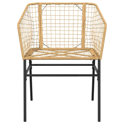 vidaXL 3 Piece Garden Dining Set Brown Poly Rattan Glass