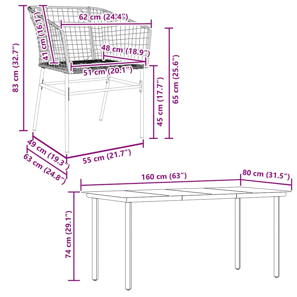 vidaXL 7 Piece Garden Dining Set Brown Poly Rattan Glass