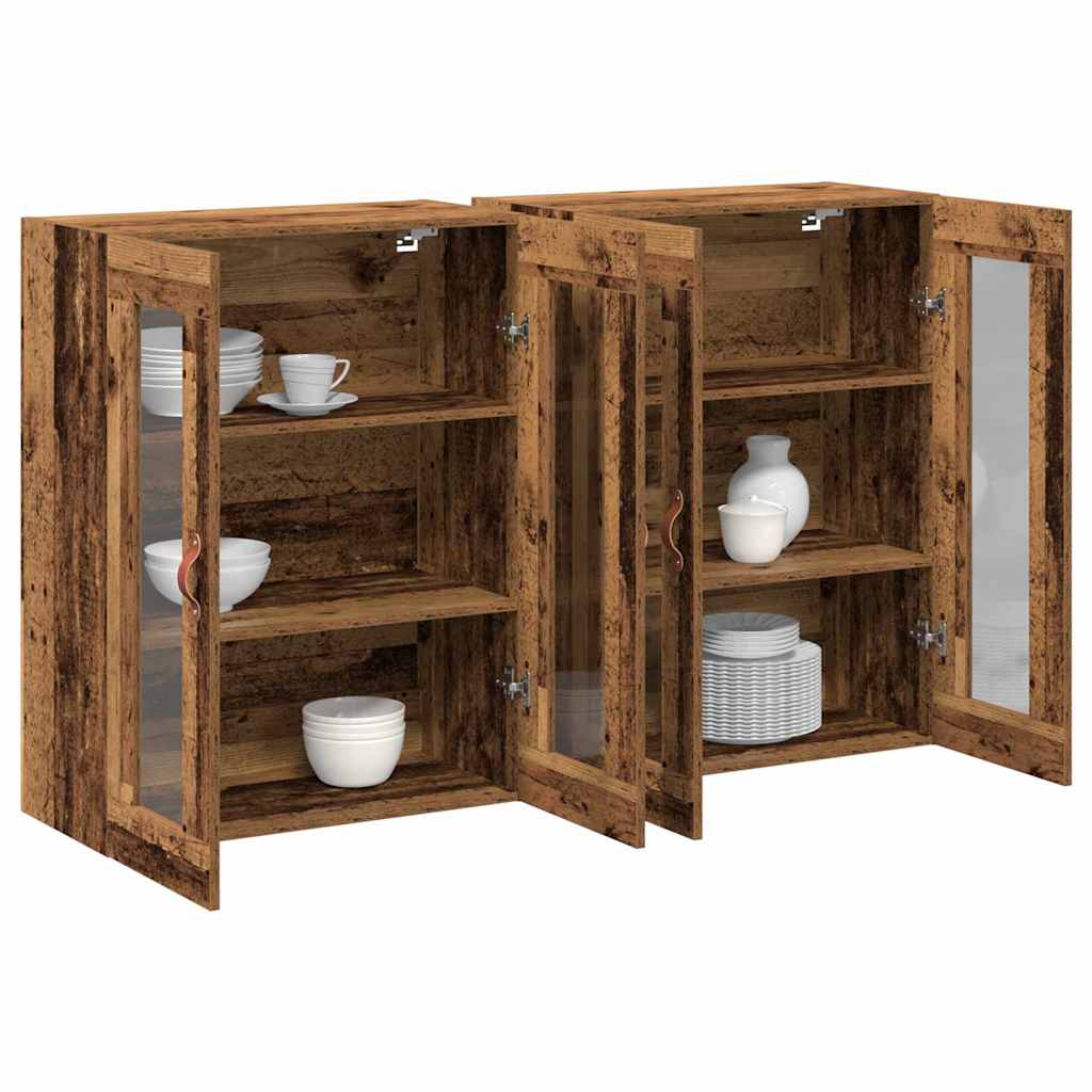 vidaXL Wall Cabinets 2 pcs Old Wood 69.5 x 34 x 90 cm Engineered Wood