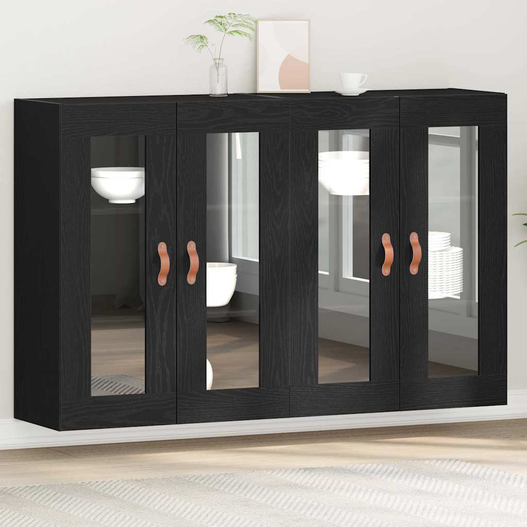 vidaXL Wall Cabinets 2 pcs Black Oak 69.5 x 34 x 90 cm Engineered Wood