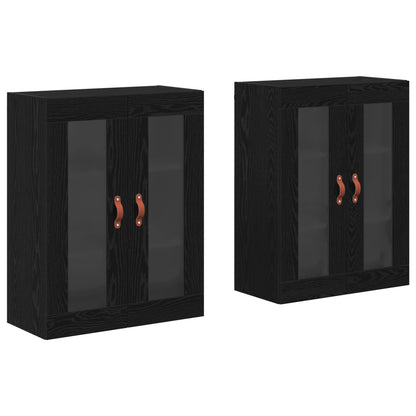 vidaXL Wall Cabinets 2 pcs Black Oak 69.5 x 34 x 90 cm Engineered Wood
