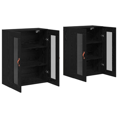 vidaXL Wall Cabinets 2 pcs Black Oak 69.5 x 34 x 90 cm Engineered Wood