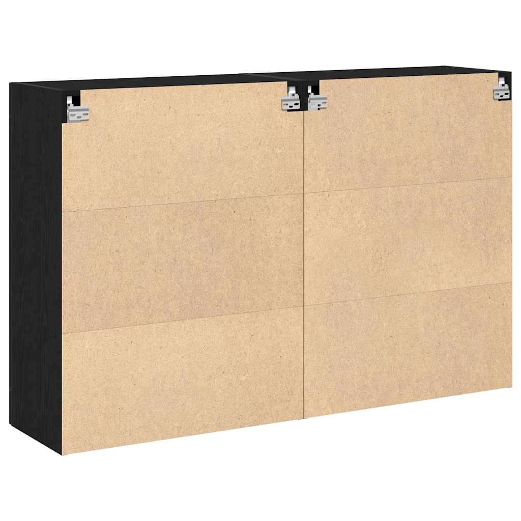 vidaXL Wall Cabinets 2 pcs Black Oak 69.5 x 34 x 90 cm Engineered Wood