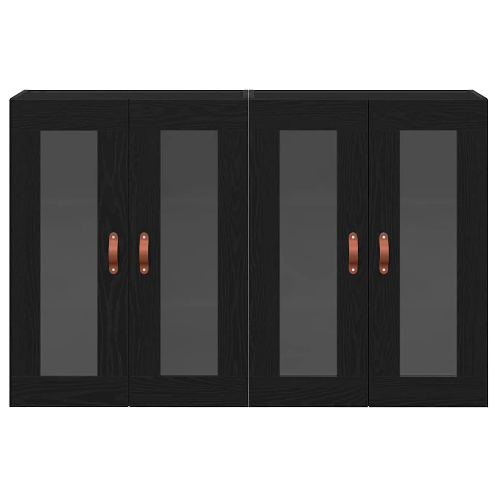 vidaXL Wall Cabinets 2 pcs Black Oak 69.5 x 34 x 90 cm Engineered Wood