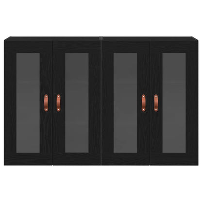 vidaXL Wall Cabinets 2 pcs Black Oak 69.5 x 34 x 90 cm Engineered Wood