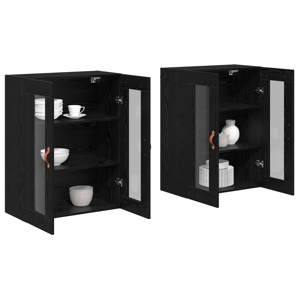 vidaXL Wall Cabinets 2 pcs Black Oak 69.5 x 34 x 90 cm Engineered Wood