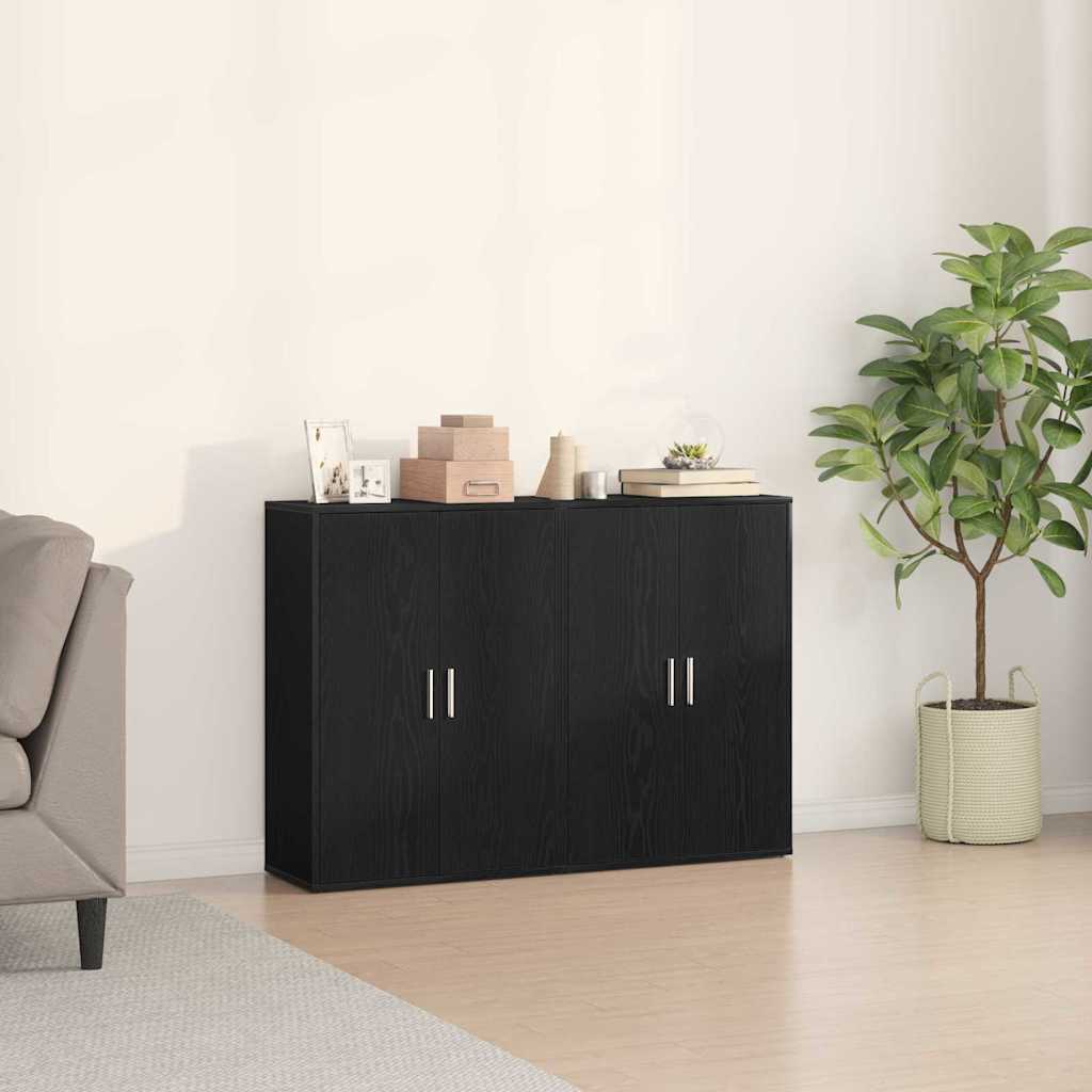 vidaXL Sideboard 2 pcs Black Oak 60 x 31 x 84 cm Engineered Wood