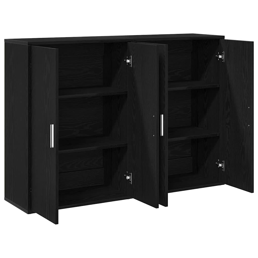vidaXL Sideboard 2 pcs Black Oak 60 x 31 x 84 cm Engineered Wood