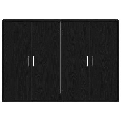 vidaXL Sideboard 2 pcs Black Oak 60 x 31 x 84 cm Engineered Wood