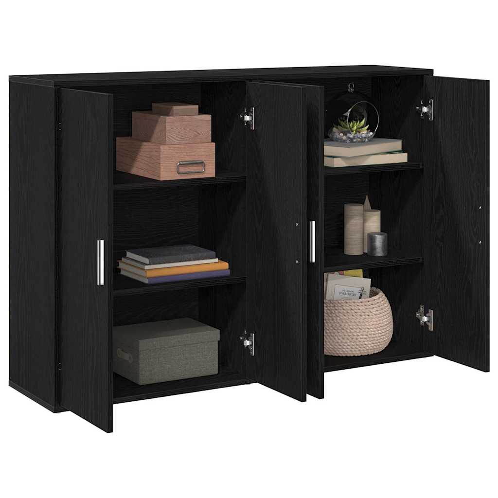 vidaXL Sideboard 2 pcs Black Oak 60 x 31 x 84 cm Engineered Wood
