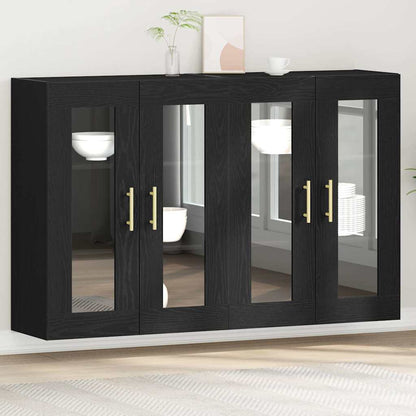 vidaXL Wall Cabinets 2 pcs Black Oak 69.5 x 34 x 90 cm Engineered Wood