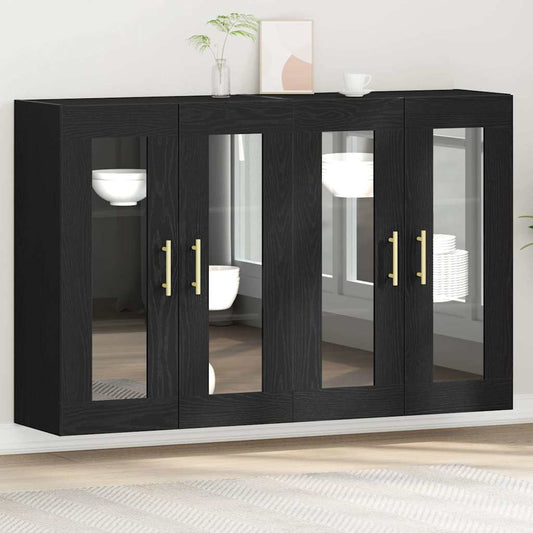 vidaXL Wall Cabinets 2 pcs Black Oak 69.5 x 34 x 90 cm Engineered Wood