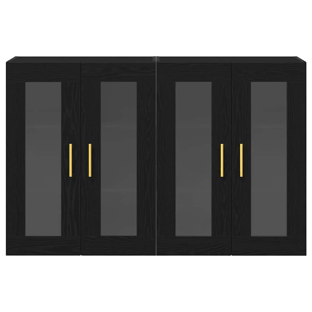 vidaXL Wall Cabinets 2 pcs Black Oak 69.5 x 34 x 90 cm Engineered Wood
