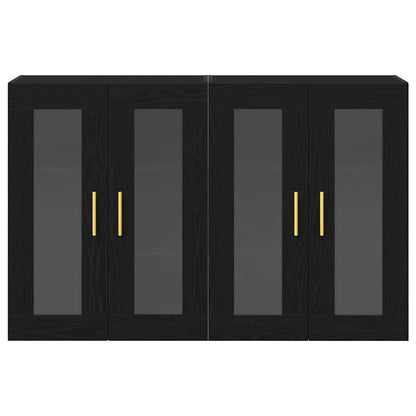 vidaXL Wall Cabinets 2 pcs Black Oak 69.5 x 34 x 90 cm Engineered Wood