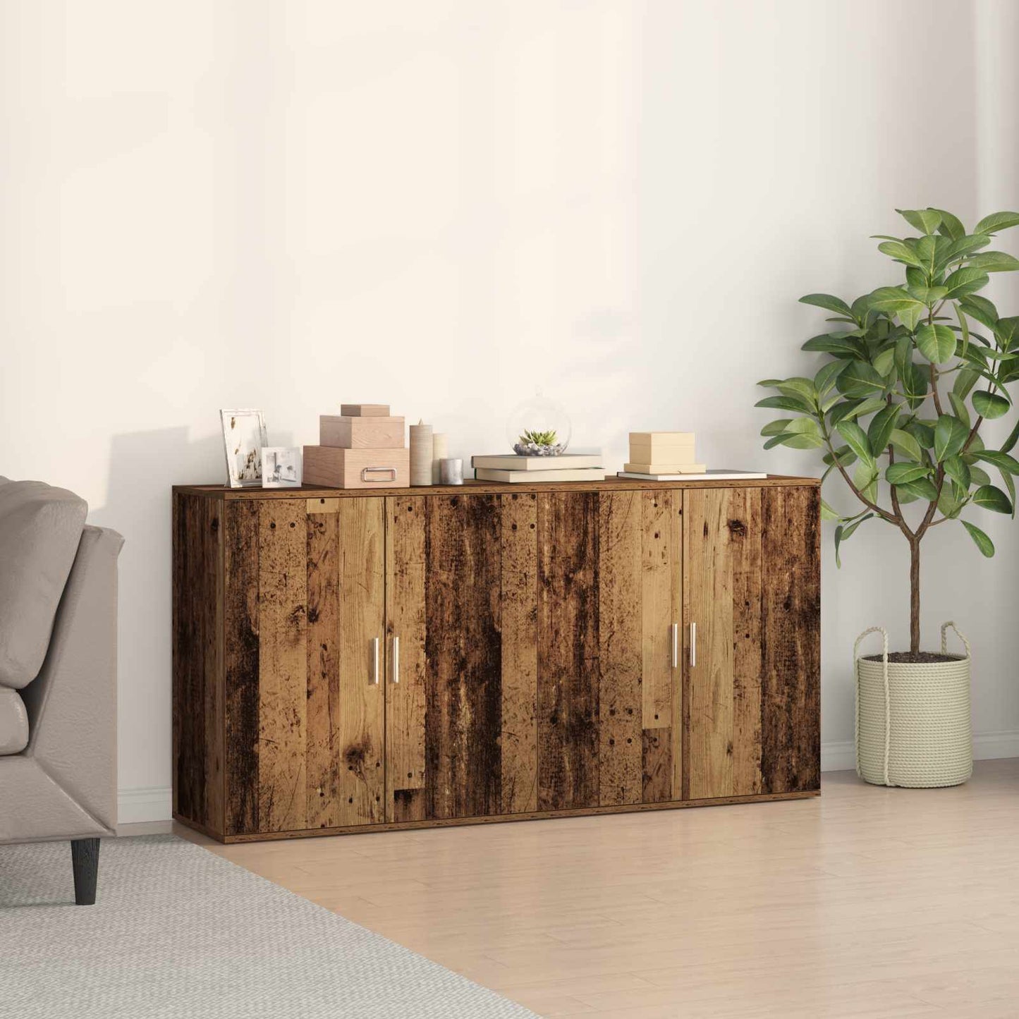 vidaXL Sideboard 2 pcs Old Wood 79 x 38 x 80 cm Engineered Wood