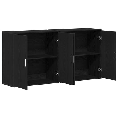 vidaXL Sideboard 2 pcs Black Oak 79 x 38 x 80 cm Engineered Wood