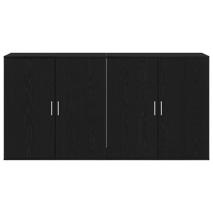 vidaXL Sideboard 2 pcs Black Oak 79 x 38 x 80 cm Engineered Wood