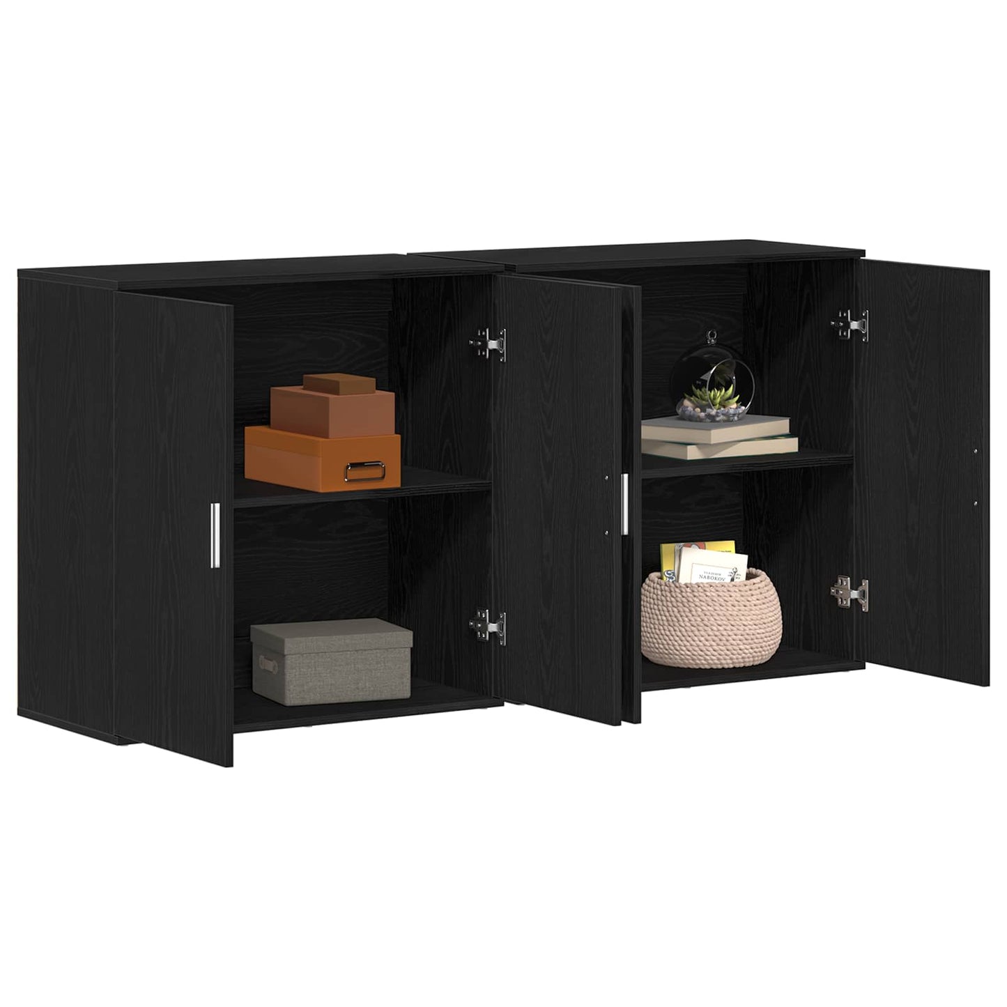 vidaXL Sideboard 2 pcs Black Oak 79 x 38 x 80 cm Engineered Wood