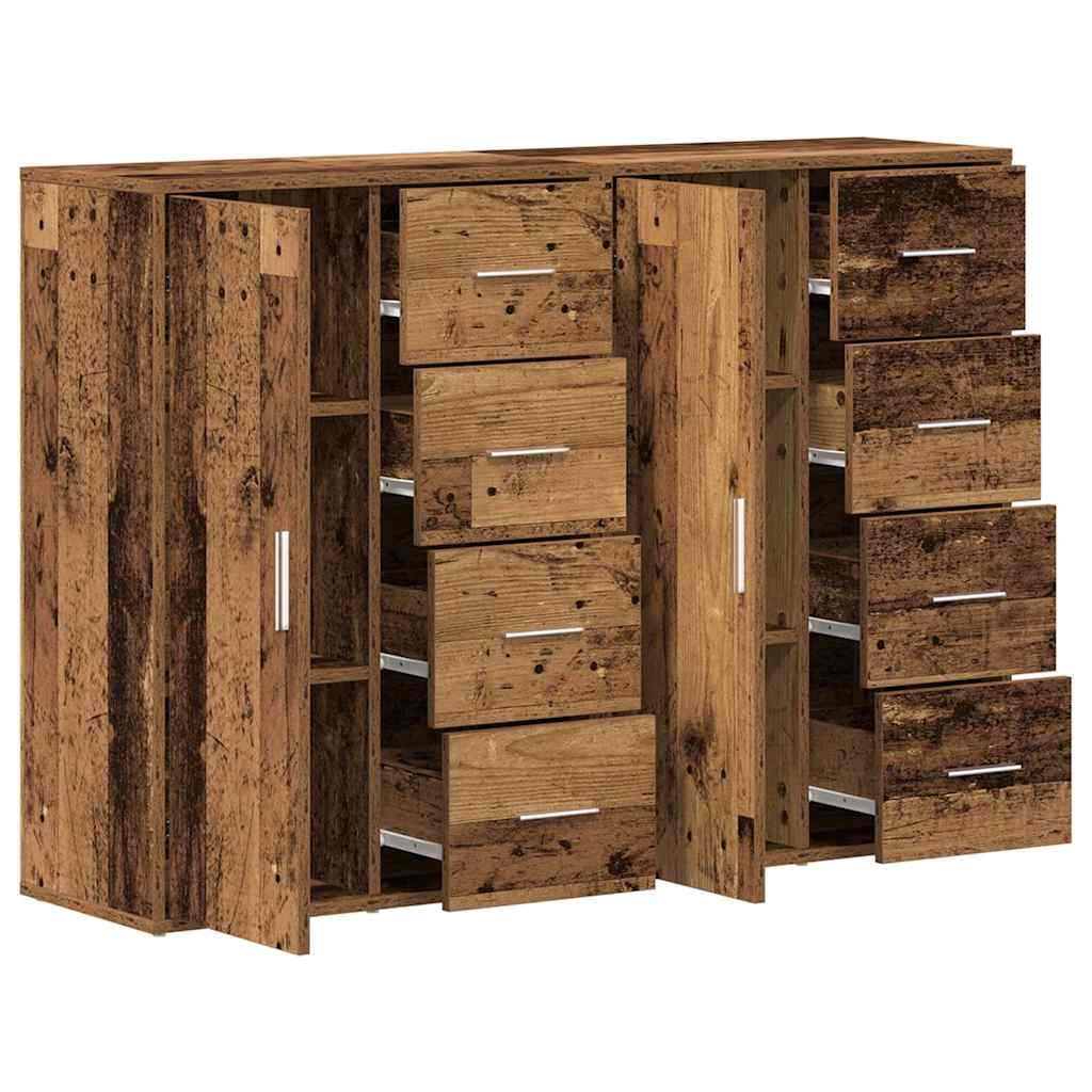 vidaXL Sideboard 2 pcs Old Wood 60 x 31 x 84 cm Engineered Wood
