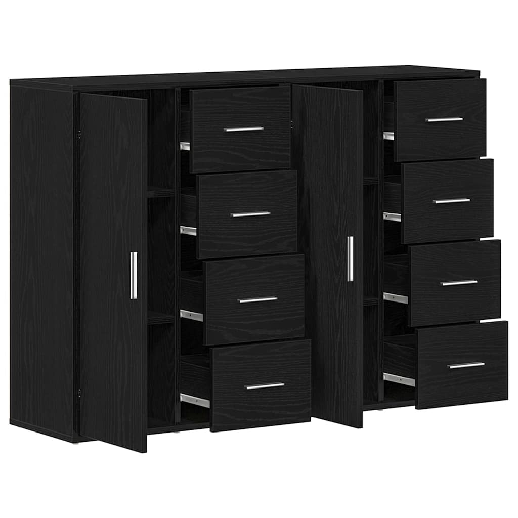 vidaXL Sideboard 2 pcs Black Oak 60 x 31 x 84 cm Engineered Wood