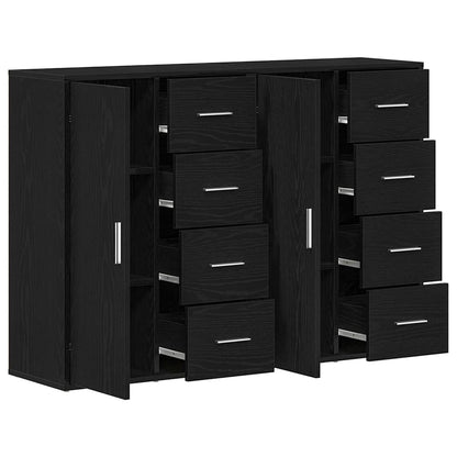 vidaXL Sideboard 2 pcs Black Oak 60 x 31 x 84 cm Engineered Wood
