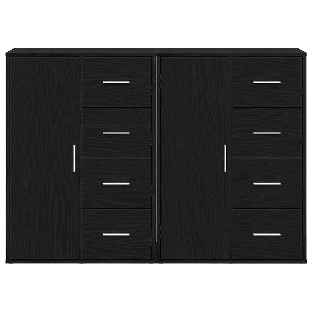 vidaXL Sideboard 2 pcs Black Oak 60 x 31 x 84 cm Engineered Wood