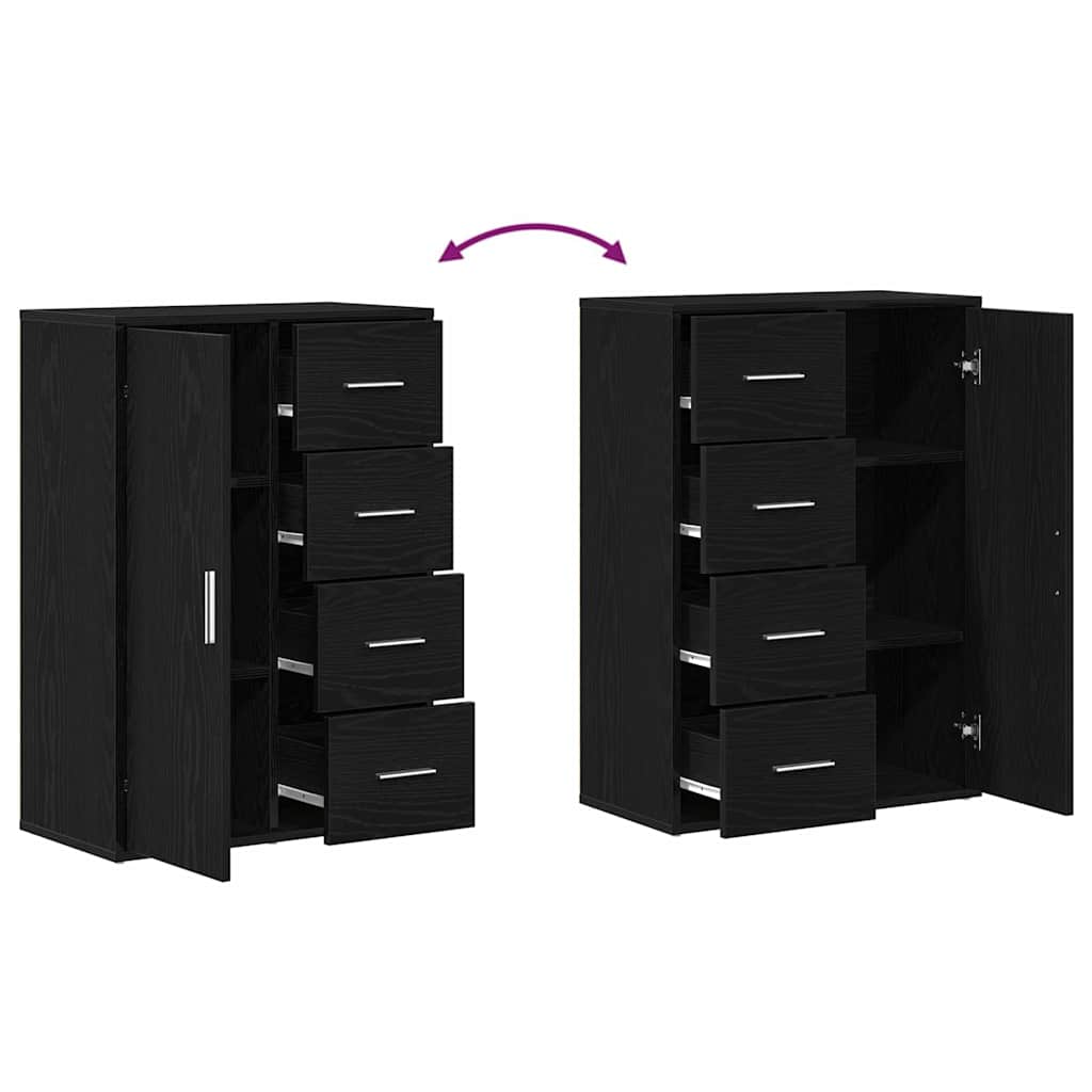 vidaXL Sideboard 2 pcs Black Oak 60 x 31 x 84 cm Engineered Wood