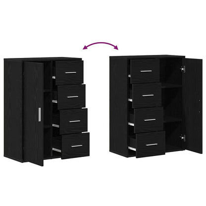 vidaXL Sideboard 2 pcs Black Oak 60 x 31 x 84 cm Engineered Wood