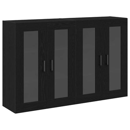 vidaXL Wall Cabinets 2 pcs Black Oak 69.5 x 34 x 90 cm Engineered Wood