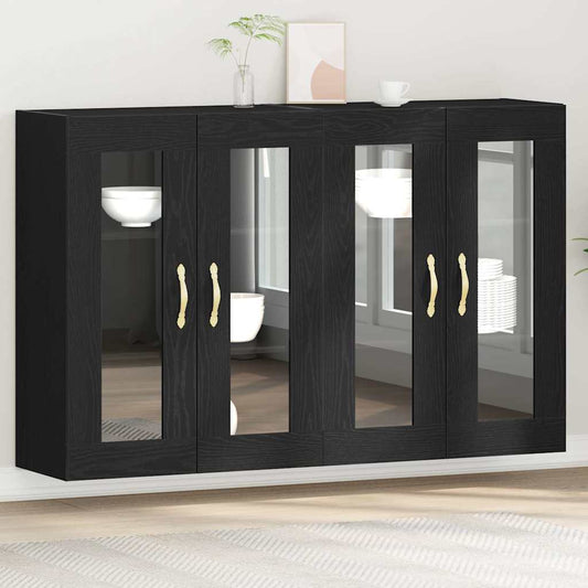 vidaXL Wall Cabinets 2 pcs Black Oak 69.5 x 34 x 90 cm Engineered Wood