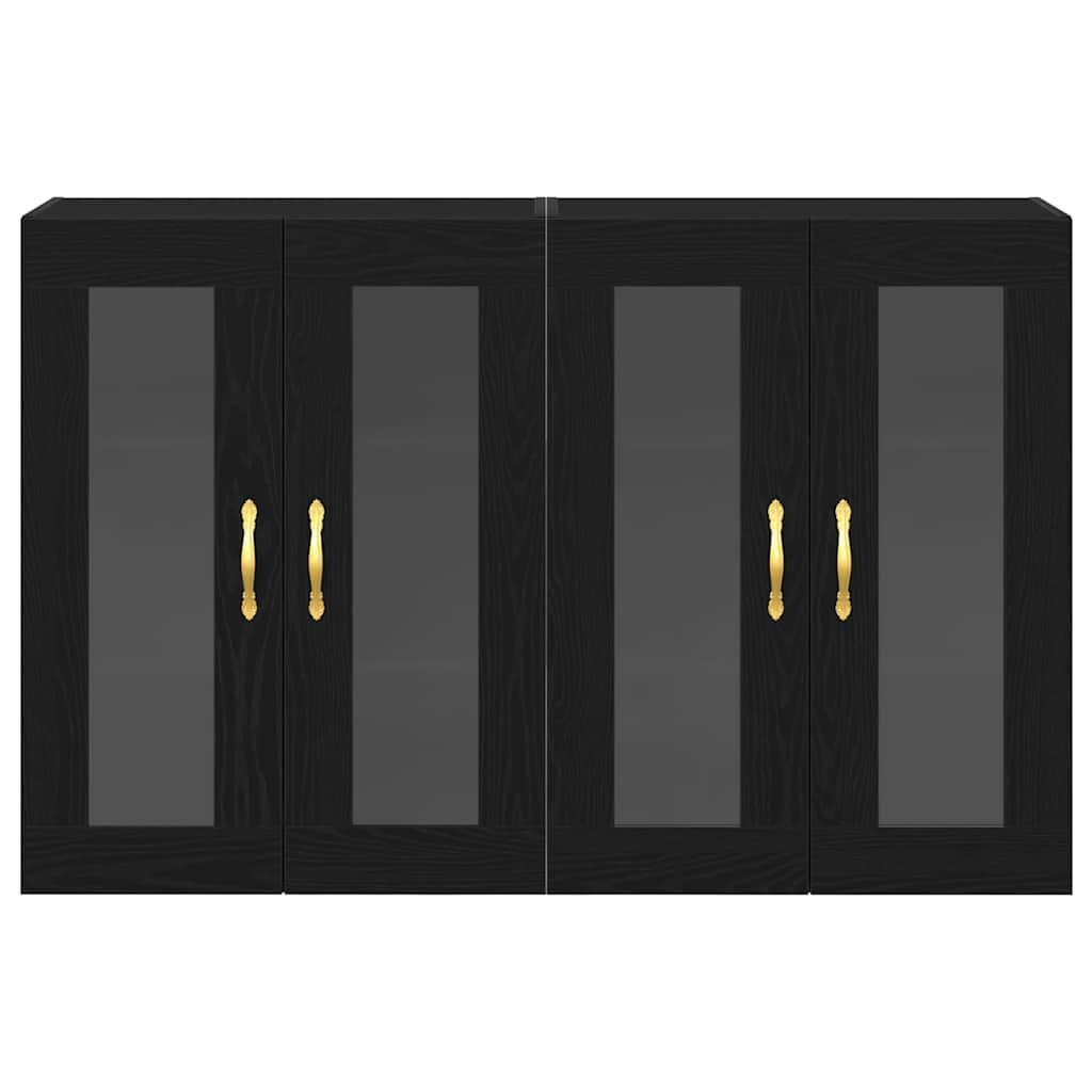 vidaXL Wall Cabinets 2 pcs Black Oak 69.5 x 34 x 90 cm Engineered Wood