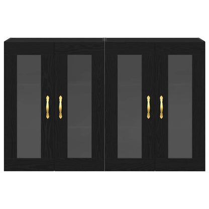 vidaXL Wall Cabinets 2 pcs Black Oak 69.5 x 34 x 90 cm Engineered Wood