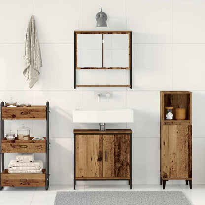 vidaXL Bathroom Furniture Set with Shelf 2 pcs Brown Engineered wood